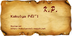 Kakulya Pál névjegykártya